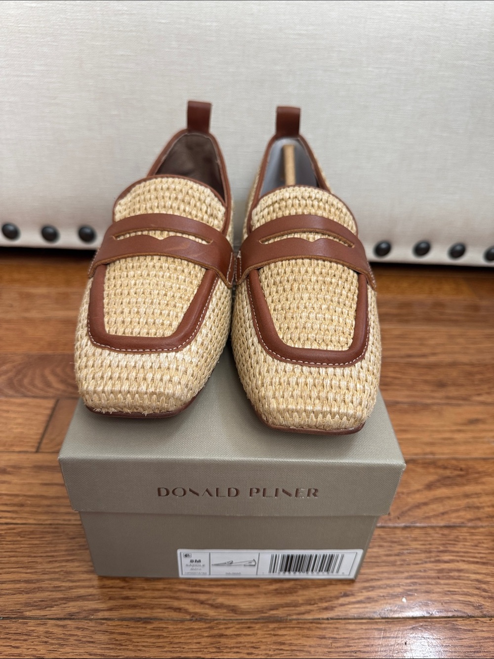 Donald Pliner Women’s Tan Woven Penny Loafers